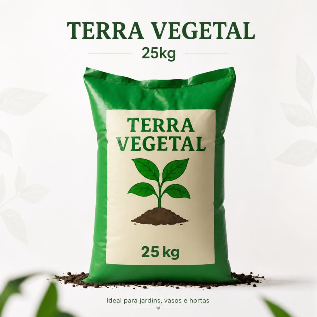 Terra Vegetal 25kg Fértil Jardim Horta Vasos e Plantas Pronto Para Uso
