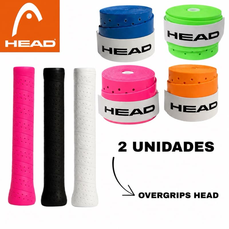 Kit 2Un Overgrips HEAD Perfurado Colorido - Grip Para Raquete Tennis, Beach Tênis, Padel