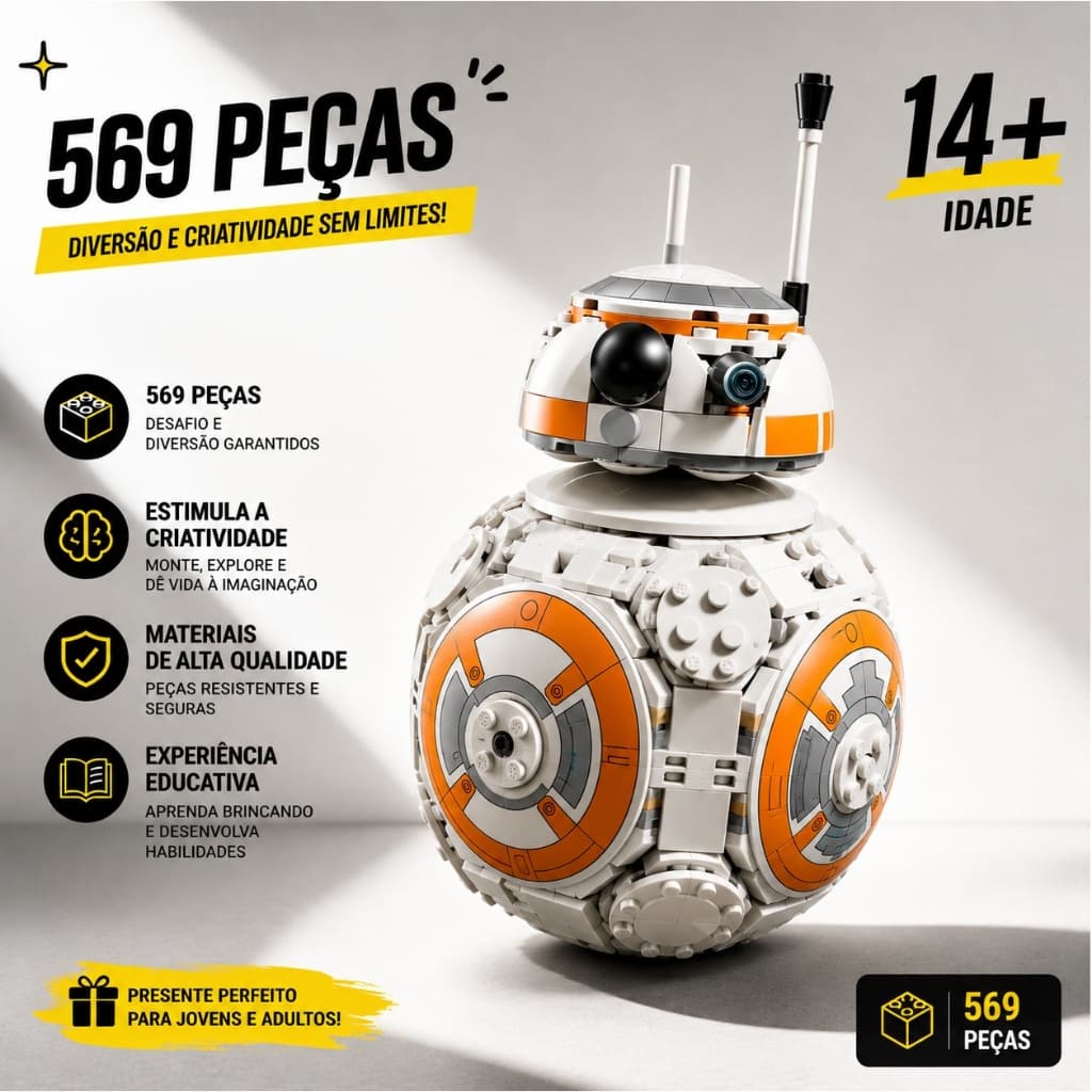 Blocos de Montar BB-8 Astromech Droid 569 Peças Modelo Colecionável Figura de Guerra Espacial