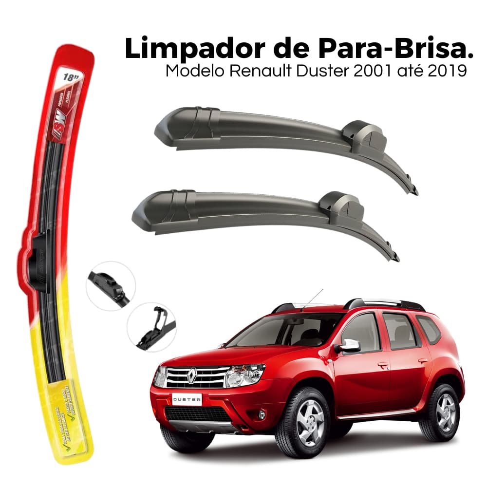 Jogo de Palheta Limpador Para-brisa Dianteiro Renault Duster 2011 2012 2013 2014 2015 2016 2017 2018 2019