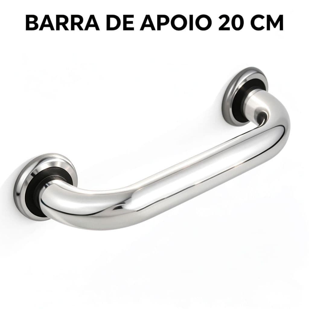 Barra de Apoio 20cm Alumínio Fixação por Parafuso Segurança para Banheiro