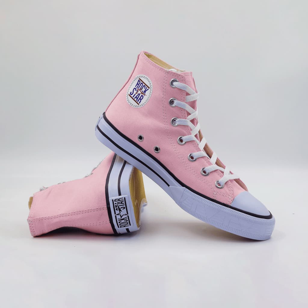 Tênis Feminino Cano Alto Rosa Bebê Adulto Modelo Clássico Tradicional Confortável Casual e Estiloso