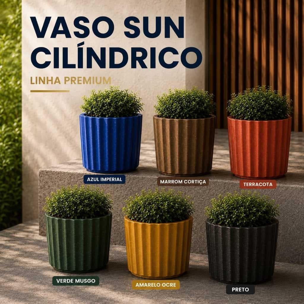 Vaso Polietileno Decorativo Cachepot Sun para Plantas Jardim Suculenta Sala Varanda Área Interna