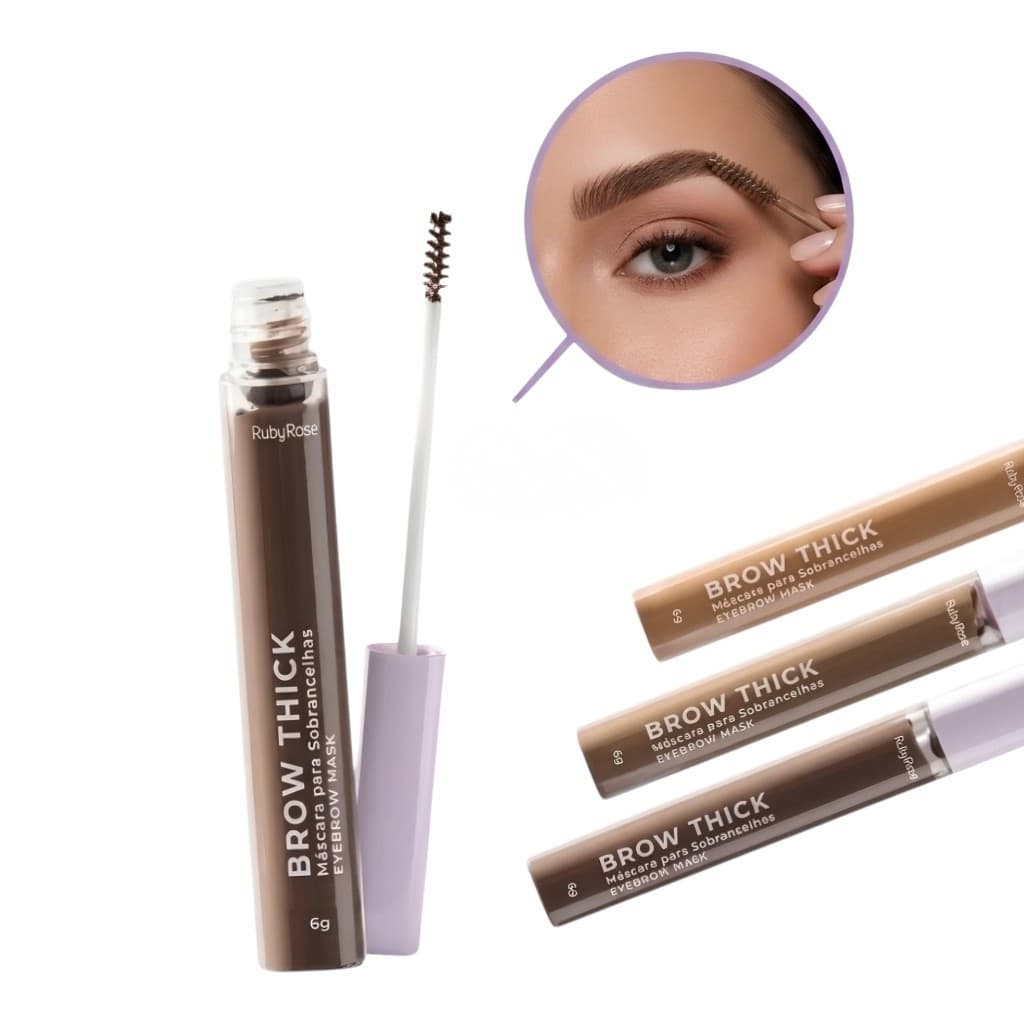 Máscara para Sobrancelhas Brow Thick Ruby Rose 6g Textura Leve Efeito Natural Definição e Preenchimento Fácil Aplicação