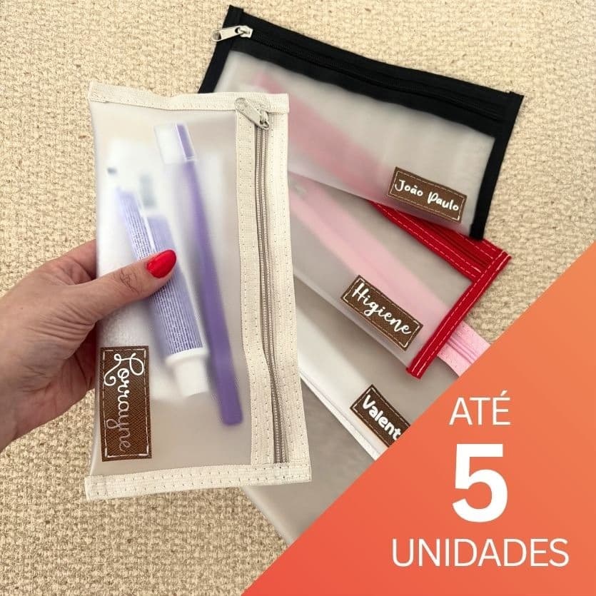 KIT Porta Escova de Dente Personalizado com Nome | Combo 2 a 5 Unidades | Necessaire Transparente