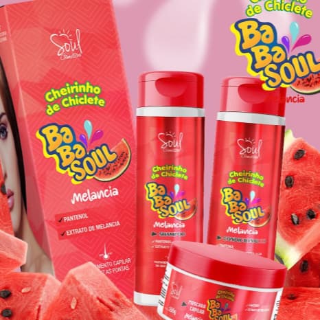 Caixa 10 Kit Capilar Atacado BabaSoul 3 Itens Cheirinho de Chiclete Revenda