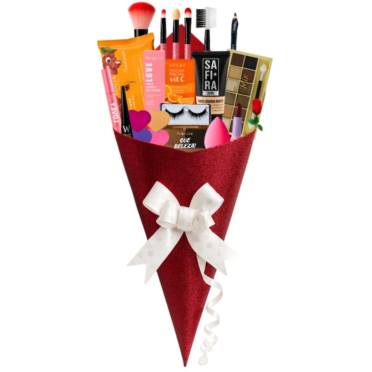 Buquê De Maquiagem Itens Completo Mulher Presente Top Kit