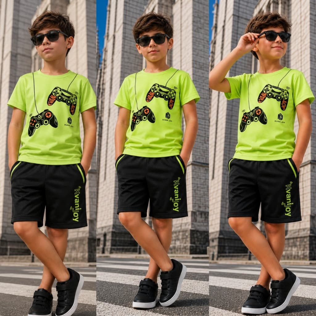 Conjunto Masculino infantil de Verão-Camisa + Short Veste do 2 ao 12 anos-Roupa de menino