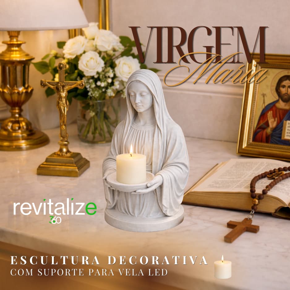 Nossa Senhora Porta Vela Led Imagem Decorativa Decoração Virgem Maria Escultura Religiosa