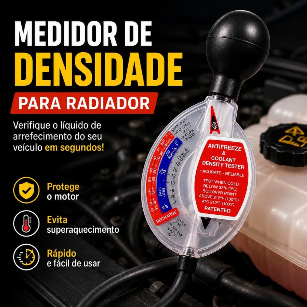 Verificador de Líquido Refrigerante Termodensímetro Teste Rápido Fluido de Radiador Arrefecimento Universal