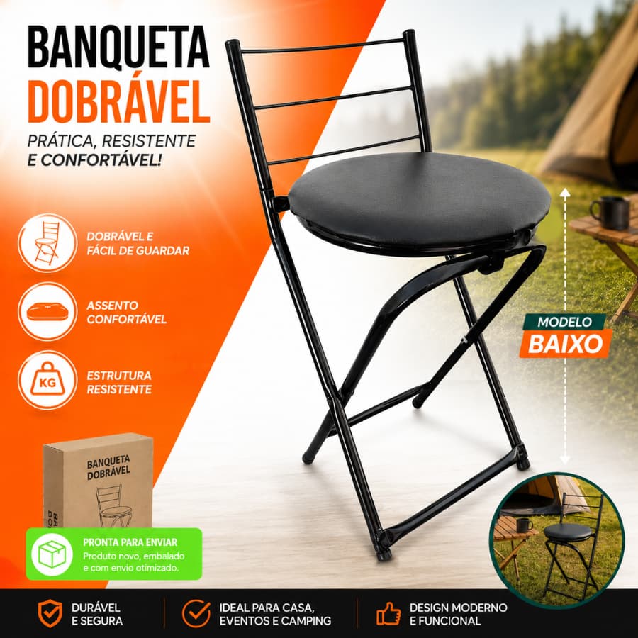 Banqueta Baixa com Encosto 3 Arame Confortável Banco Casa Cozinha Mesa