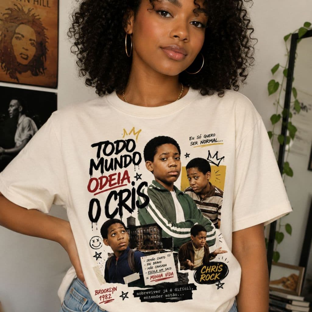 Camiseta Todo Mundo Odeia o Cris Estampa Full Front Unissex 100% Algodão Casual Série Retrô