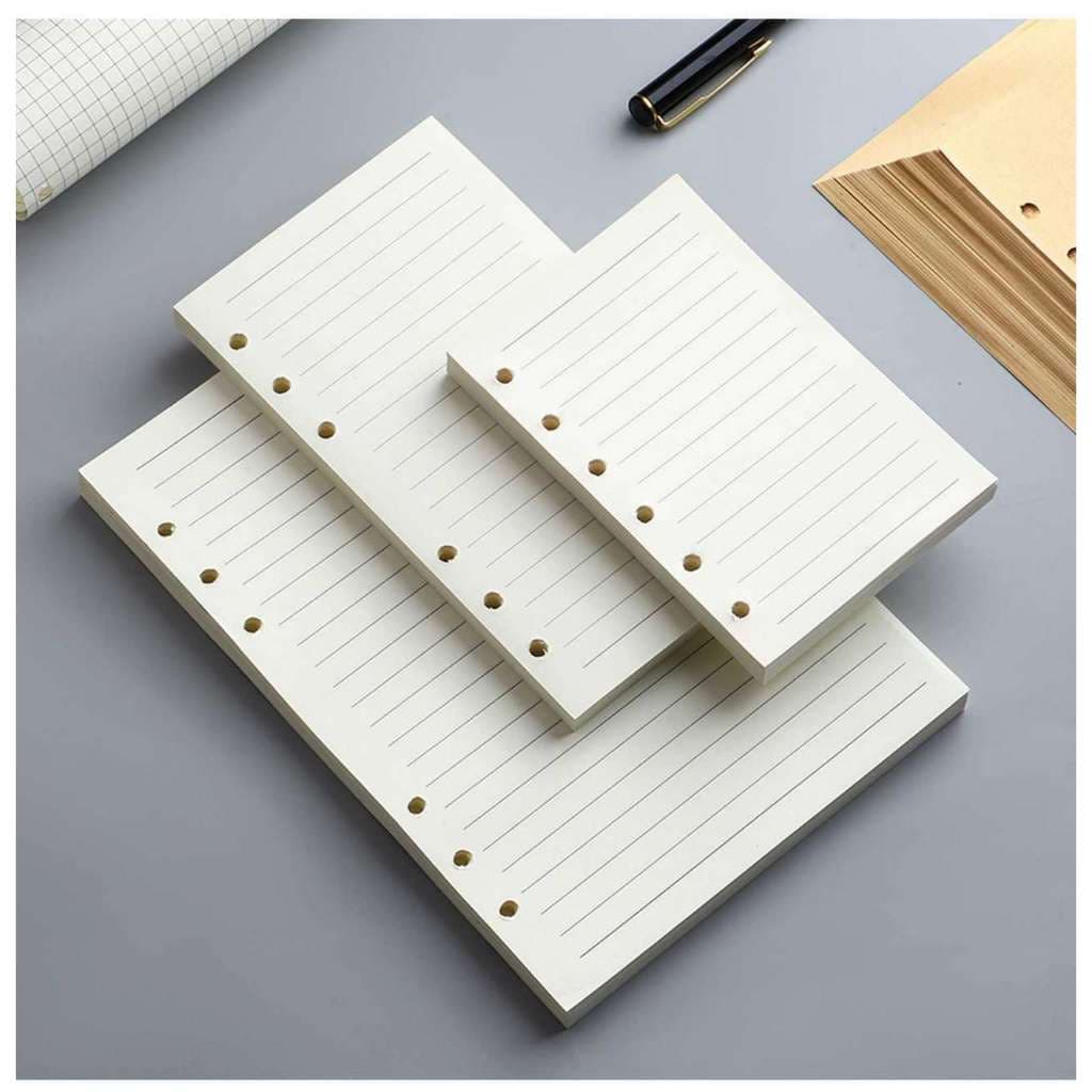 100 folhas Refil fichário caderno argolado 6 furos A5/A6 ( cor branco)