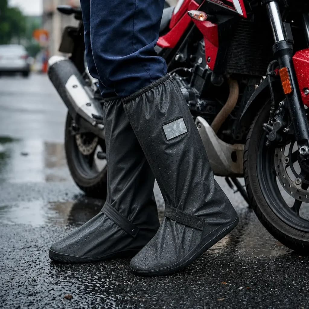 Protetor de Calçado de PVC Impermeável Premium para Motoqueiro Resistente e Antiderrapante