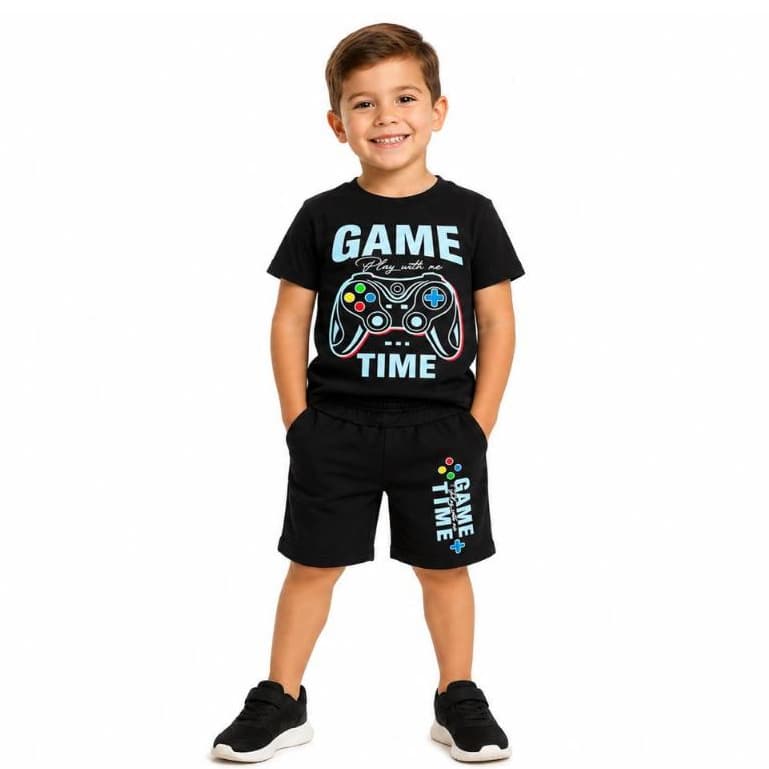 conjunto infantil masculino verão bermuda e camisa