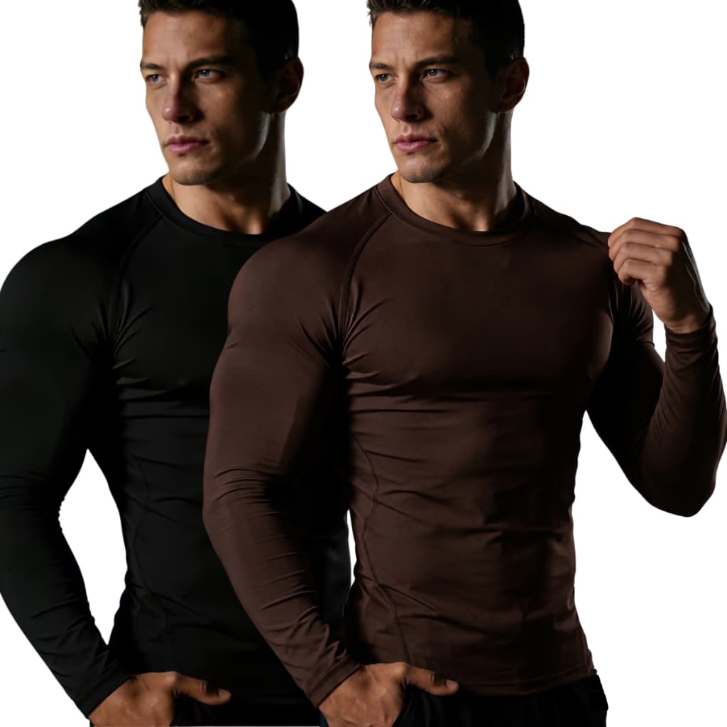 Kit 2 Camisa Térmica Masculina Outono e Inverno Forro de Lã Base Blusa de Manga Comprida Peluciada