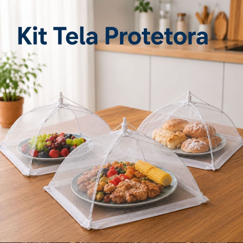 Kit 3 Telas Protetoras para Alimentos Anti Moscas Insetos para Alimentos Bolo Fruta Comida