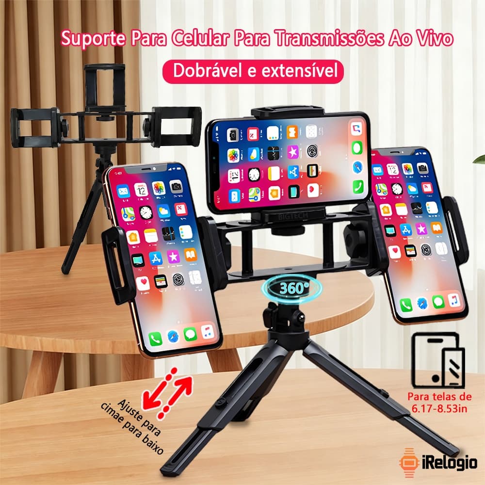 Suporte Para Acessórios Celular Cell Phone Stand Tripod For Desk Para Transmissão E Video Recording Ângulo Ajustável