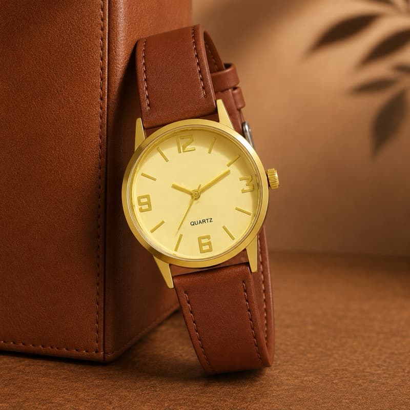 Relógio Masculino Couro Casual Elegante Negócios Barato