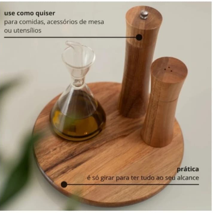 Tábua giratória 25cm de madeira acácia - Oikos