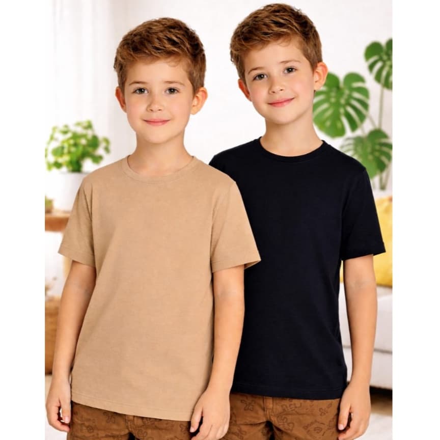 Camiseta Camisa Infantil Lisa BasicaTamanhos Do 2 ao 16 100% Algodão Fio 30.1