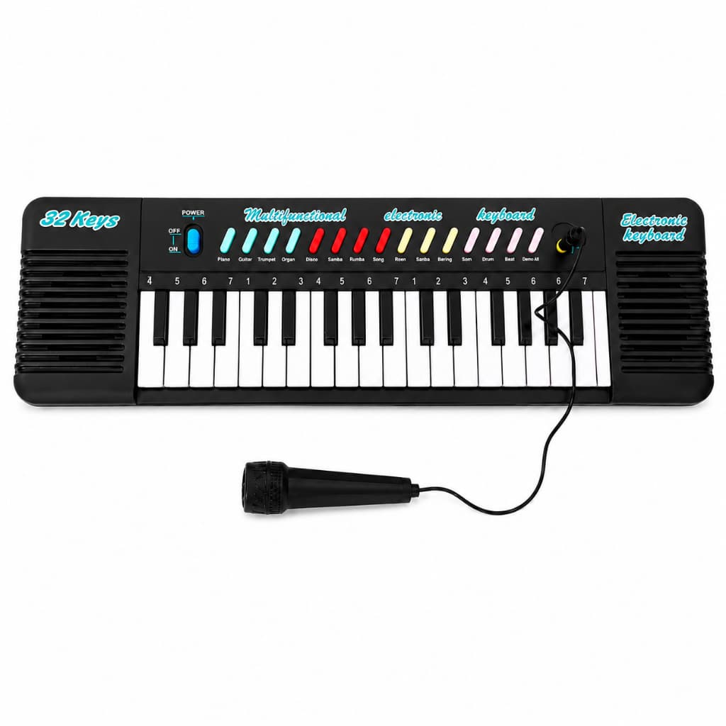 Teclado Musical Infantil 32 Teclas com Microfone Piano Karaokê Crianças Brinquedo