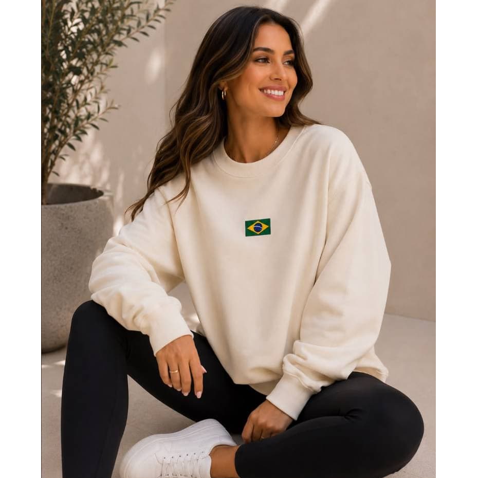 Moletom Feminino e Masculino Brasil Casual Macio Inverno Moda Copa