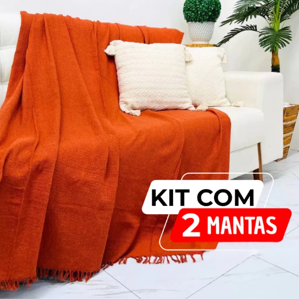 Kit 2 Manta Grossa para Sofá 2,20x1,40 Capa Protetora de Sofa Cama Poltrona 100% Algodão