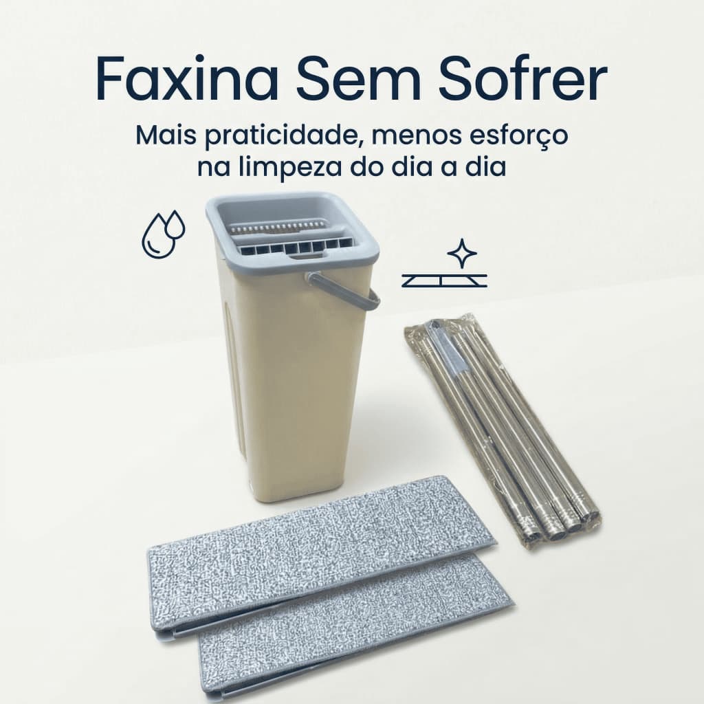 Esfregão Tipo Mop com Balde e 2 Refis