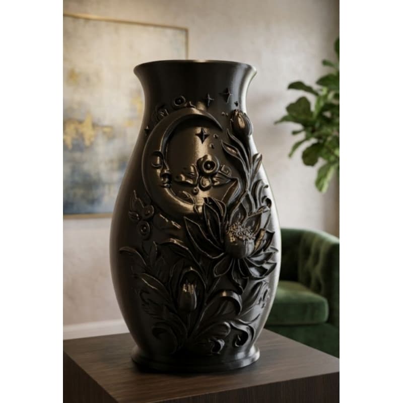 VASO EM RELEVO LUAR DECORAÇÃO CASA DECORADA