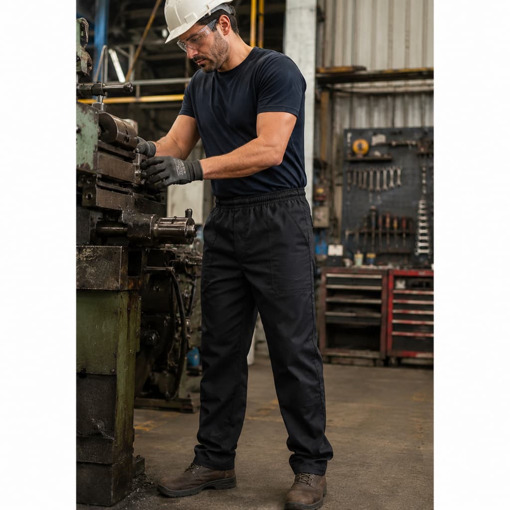 Calça Elast. Total Brim Grosso Para Trabalho