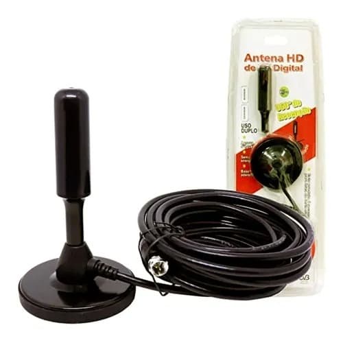 Antena Digital TV UHF HIHD Interna Externa 4,3 Metros Cabo Impermeável
