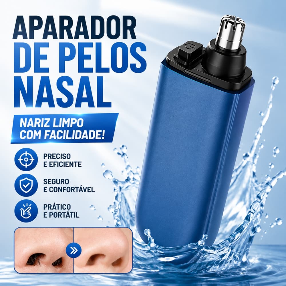 Cortador de Pelos Nariz Orelha e Rosto Elétrico 3 em 1 USB Recarregável Portátil