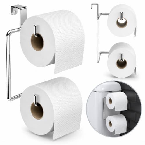 Porta Papel Higiênico Caixa Acoplada 2 Rolos Sem Furo Suporte Prateleira Organizador Banheiro Cromado