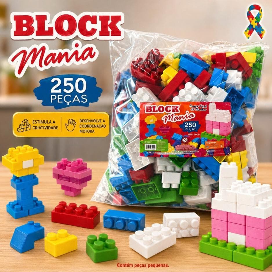 Blocos De Montar Didáticos 250 Peças Coloridas No Saco Ziplock - Aprendizado Divertido Para Crianças Maiores De 3 Anos