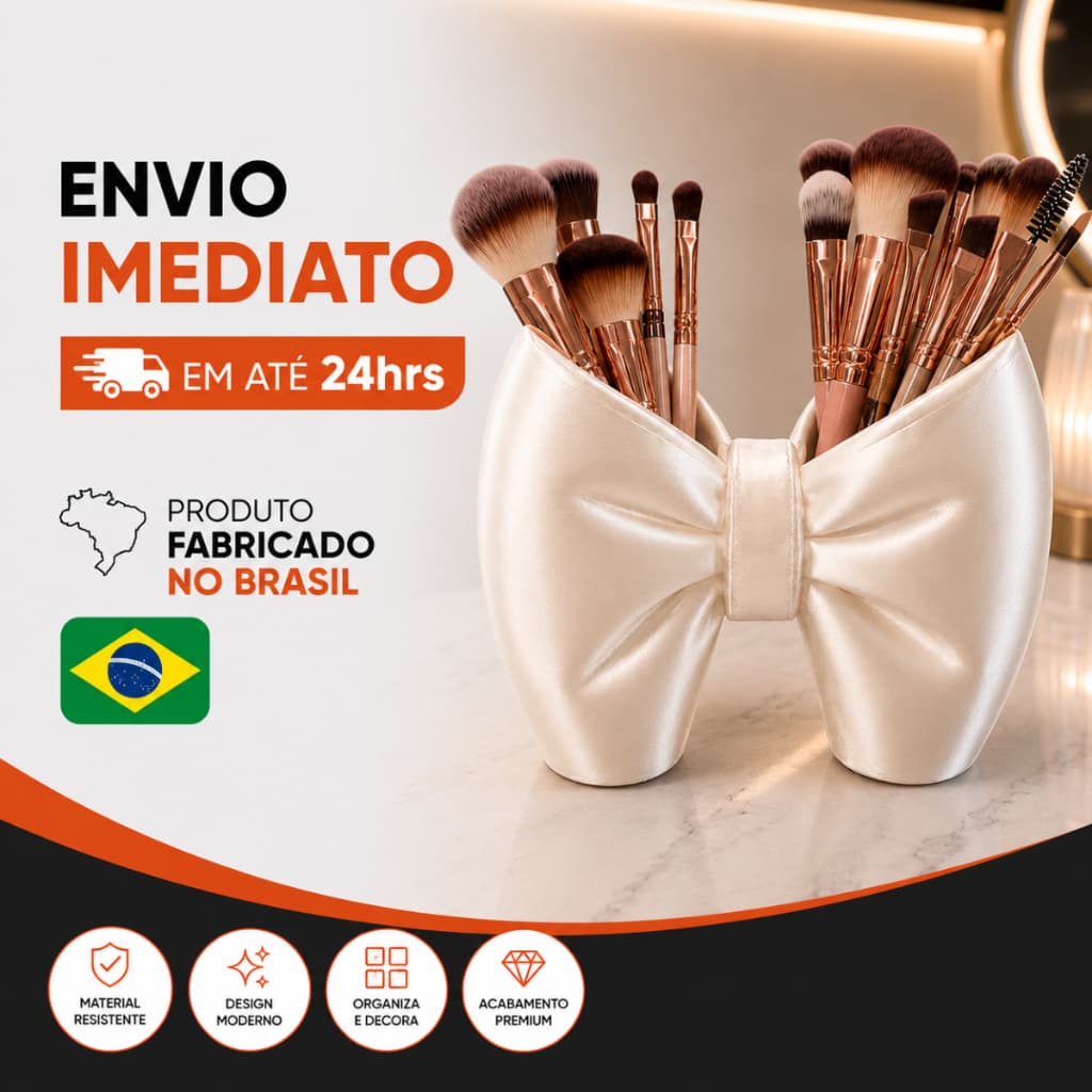 Porta Pincéis de Maquiagem Laço Organizador Multiuso Porta Canetas Decorativo Penteadeira Mesa