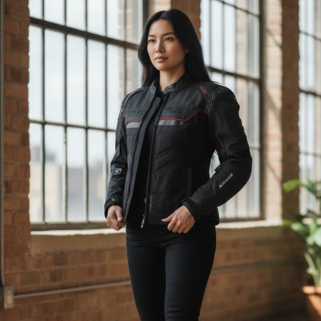 Jaqueta Texx Falcon V2 Feminina Lady Preta Vermelha Moto Motociclista Impermeável Proteção Confortável