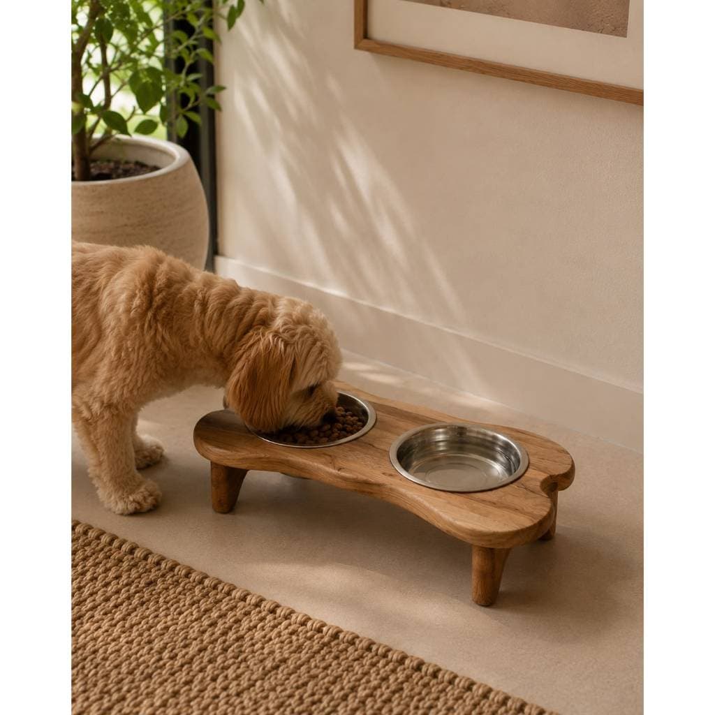Comedouro Pet Elevado Tigelas Duplas Alumínio Cães Gatos