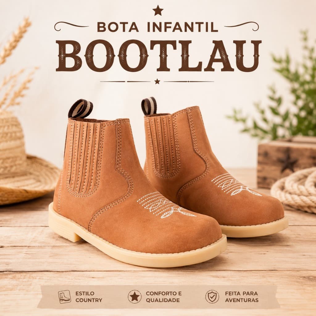 Bota Botina infantil Unisex Bootlau Marron
