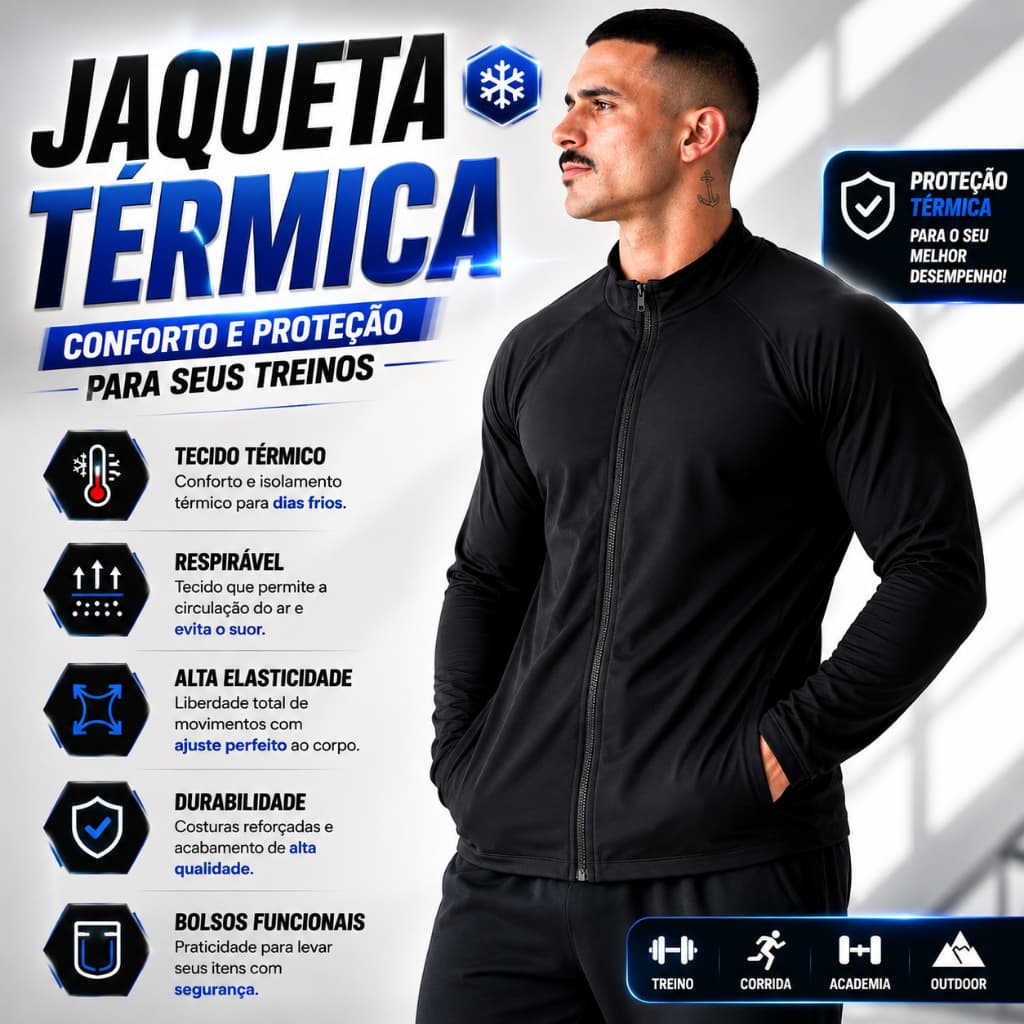 Jaqueta Masculina de Alto Desempenho Térmico para Exercícios Intensos