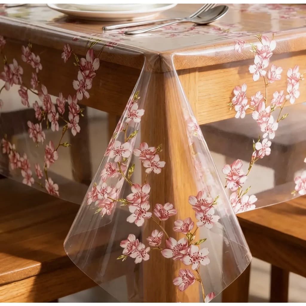 Toalha de Mesa Plástico  Forro de mesa Cristal Estampada e Impermeável, para mesas4,6,8,10 lugares