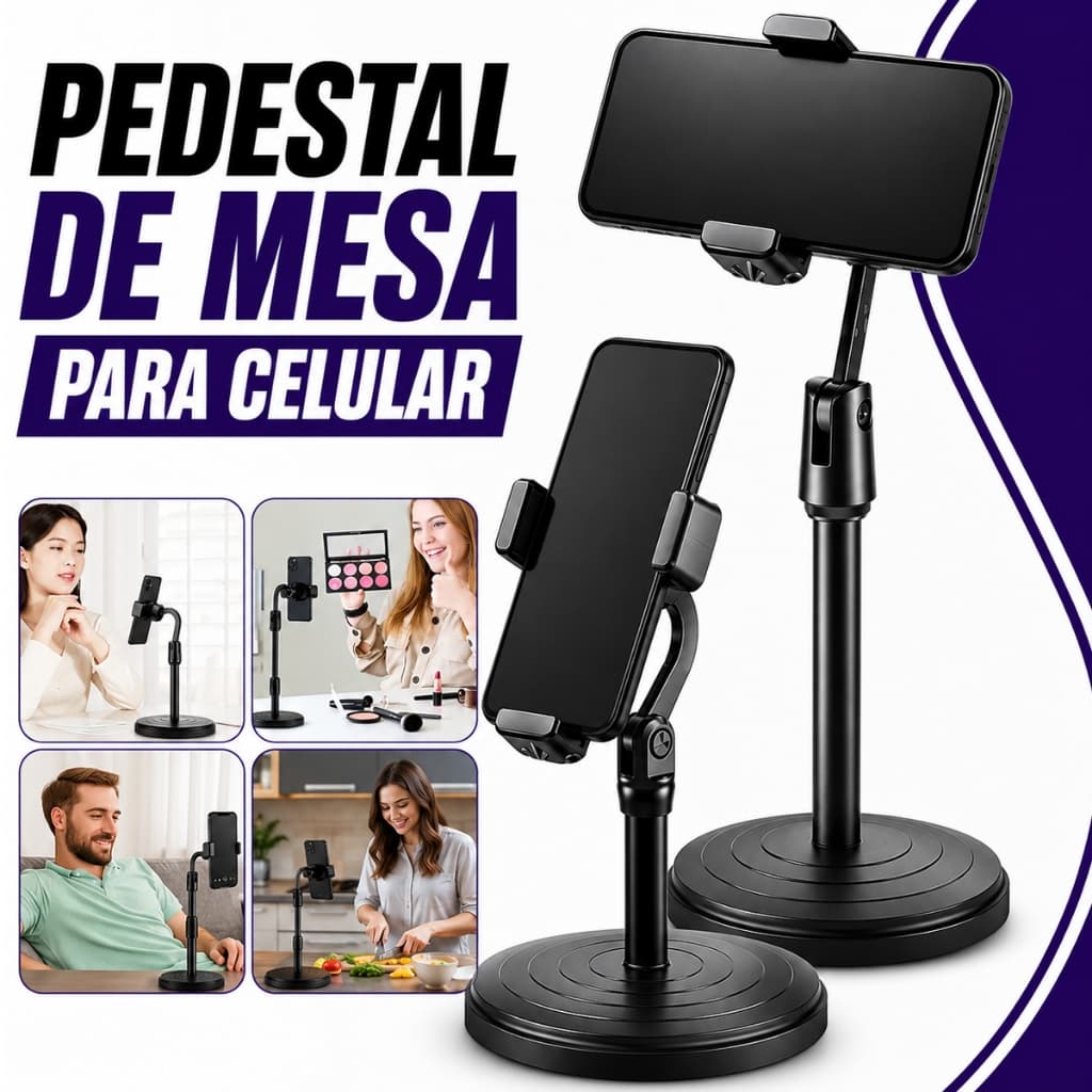 Suporte De Celular Tripé Para Mesa Ideal Para Gravação de Vídeos Ajustável 360° Pedestal