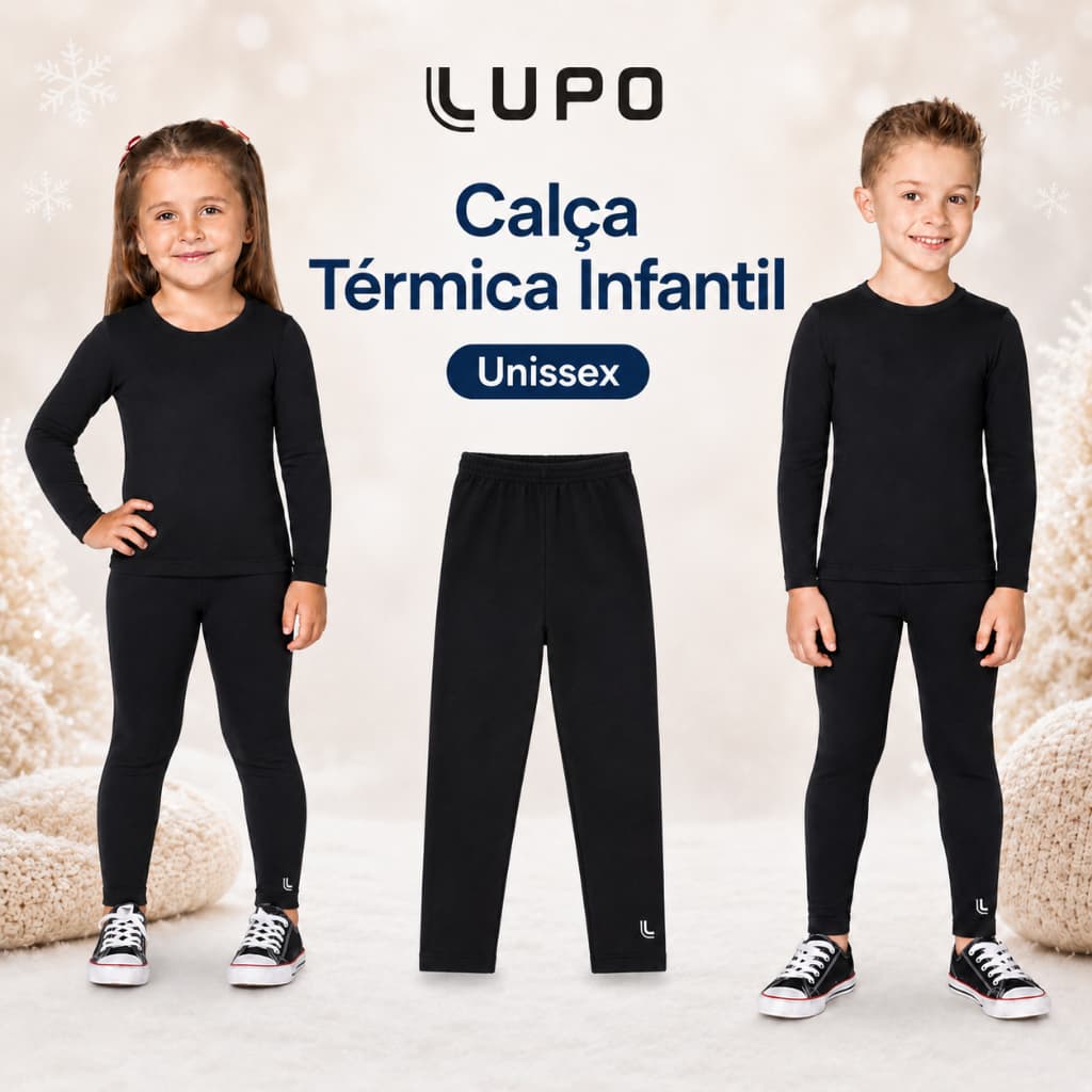 Calça Termica Infantil Lupo Segunda Pele Para o Frio Warm Isolamento Termico