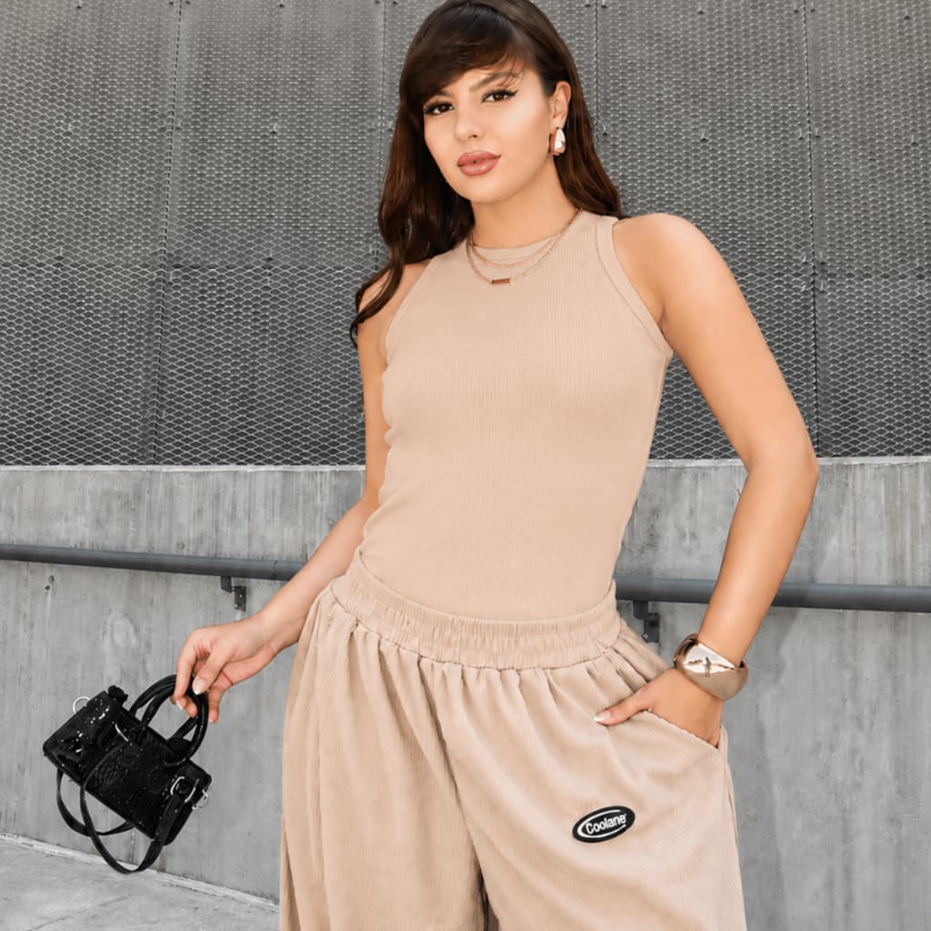 Regata Feminina Básica Blusa Americana Moderna E Versátil Tecido Ribana Canelada Premium