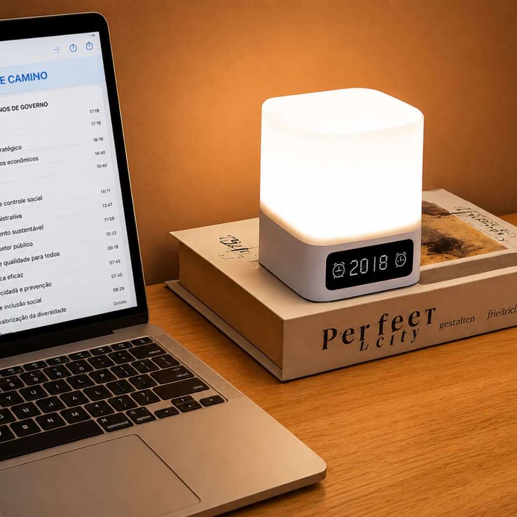 Abajur Luminária De Mesa Led Touch 3 Modos de Cor Com Controle Remoto