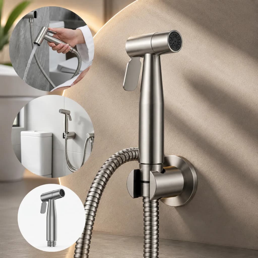 Ducha Higiênica Inox 304 Escovado Mangueira Flex Banheiro Bidê