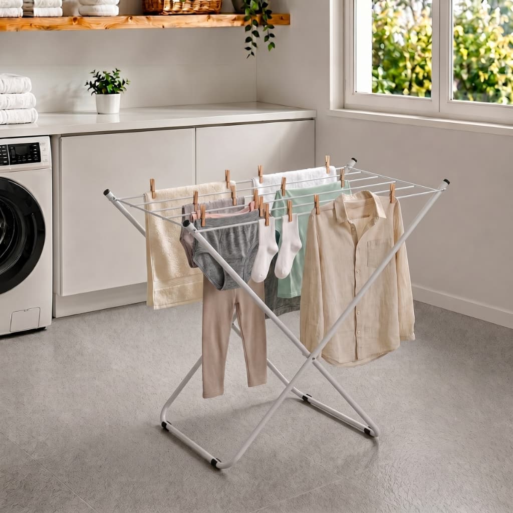 Varal de Chão Slim Dobrável em Aço Reforçado para Apartamento