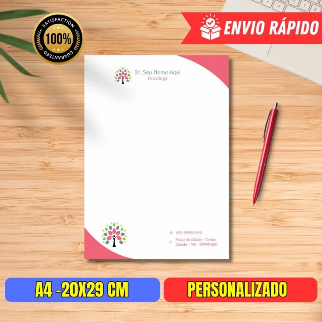 Bloco Receituário pedido de exame, A4 (21x29,7cm) Personalizado 50/100 folhas