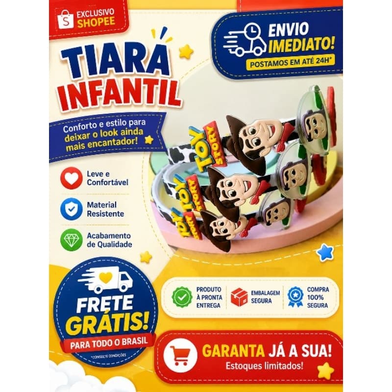 Tiara Infantil Toy Story Woody Buzz Jessie | Tiara para Festa Infantil, Fantasia, Aniversário e Lembrancinha