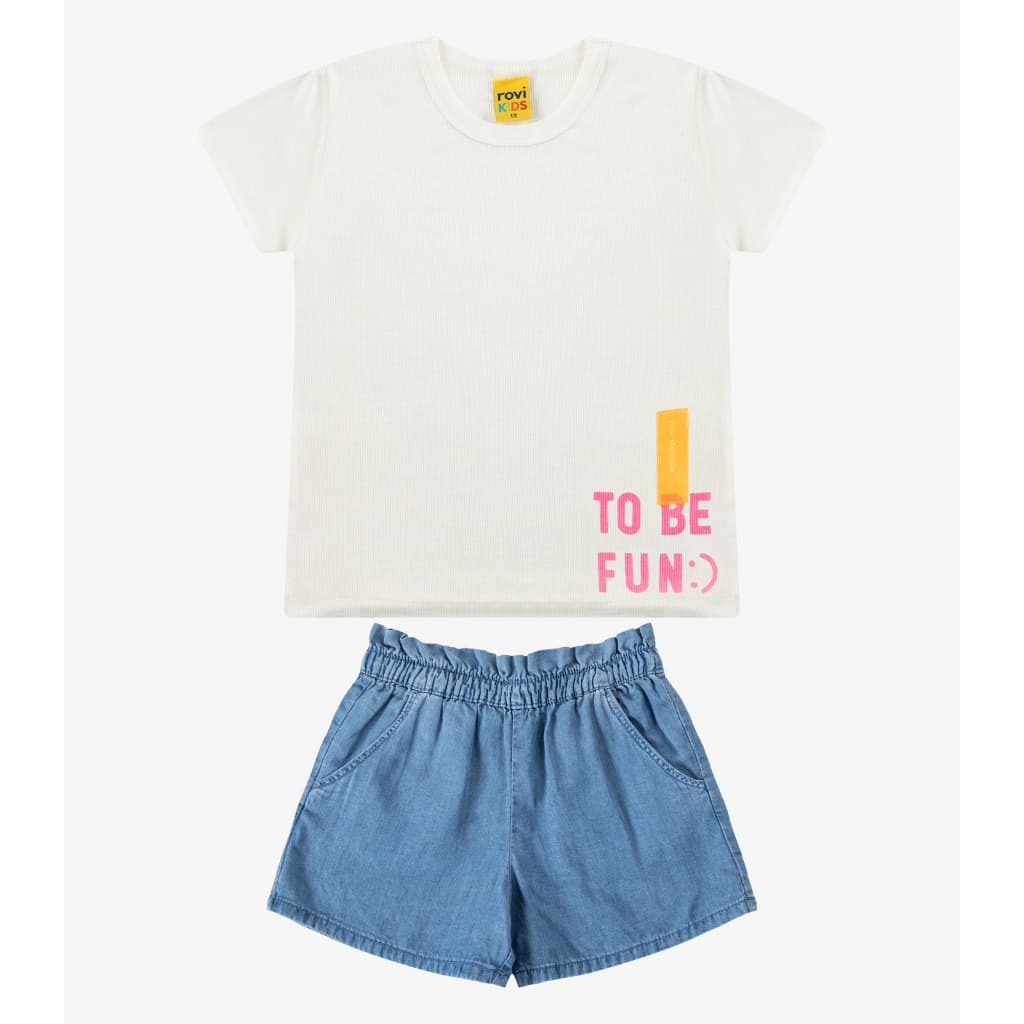 Conjunto Infantil Feminino Blusa Com Shorts Rovitex Kids